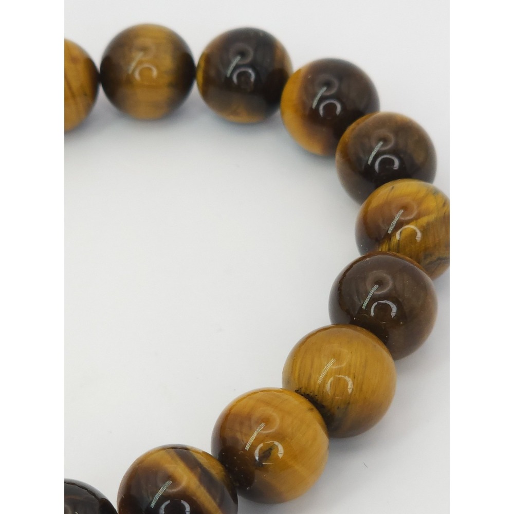 Natural Tigers Eye Bracelet Pixiu Charm Lucky Prosperity 8" Detailed .999 plated - Picture 7 of 10
